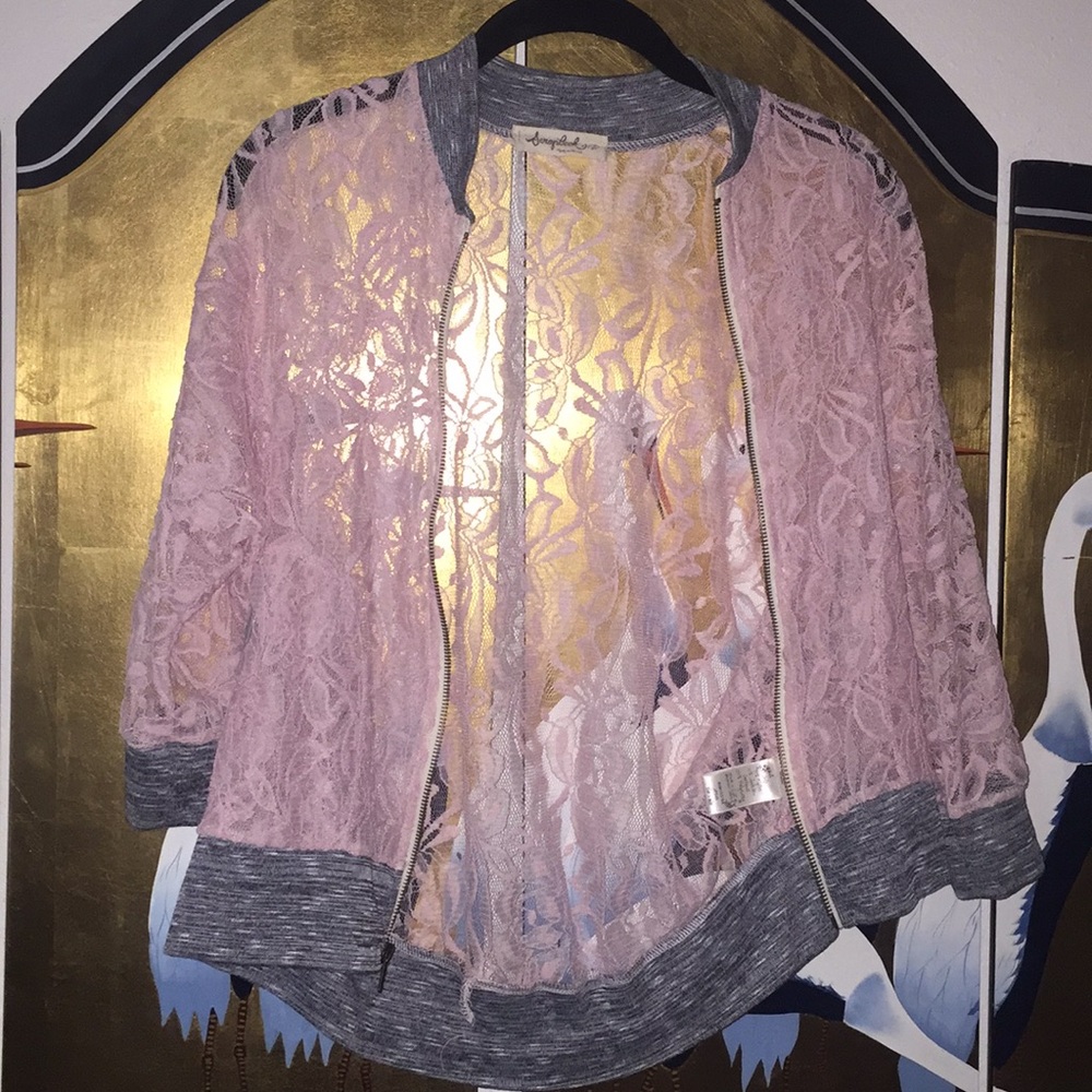 Scrapbook lace pink and gray jacket